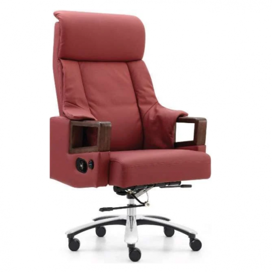 Ghế Văn Phòng Công Thái Học Cao Cấp Bọc Da – Màu Đỏ Rượu Vang A2502