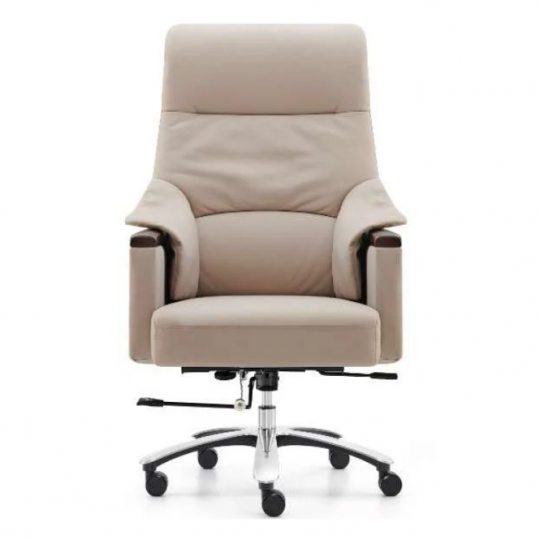 Ghế Văn Phòng Công Thái Học Da Cao Cấp Màu Be – Kiểu Dáng Tối Giản & Thanh Lịch A2501