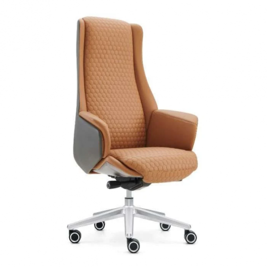 Ghế Văn Phòng Cao Cấp 2301A – Phong Cách Hiện Đại, Họa Tiết Tổ Ong Ấn Tượng, Tông Nâu Sành Điệu
